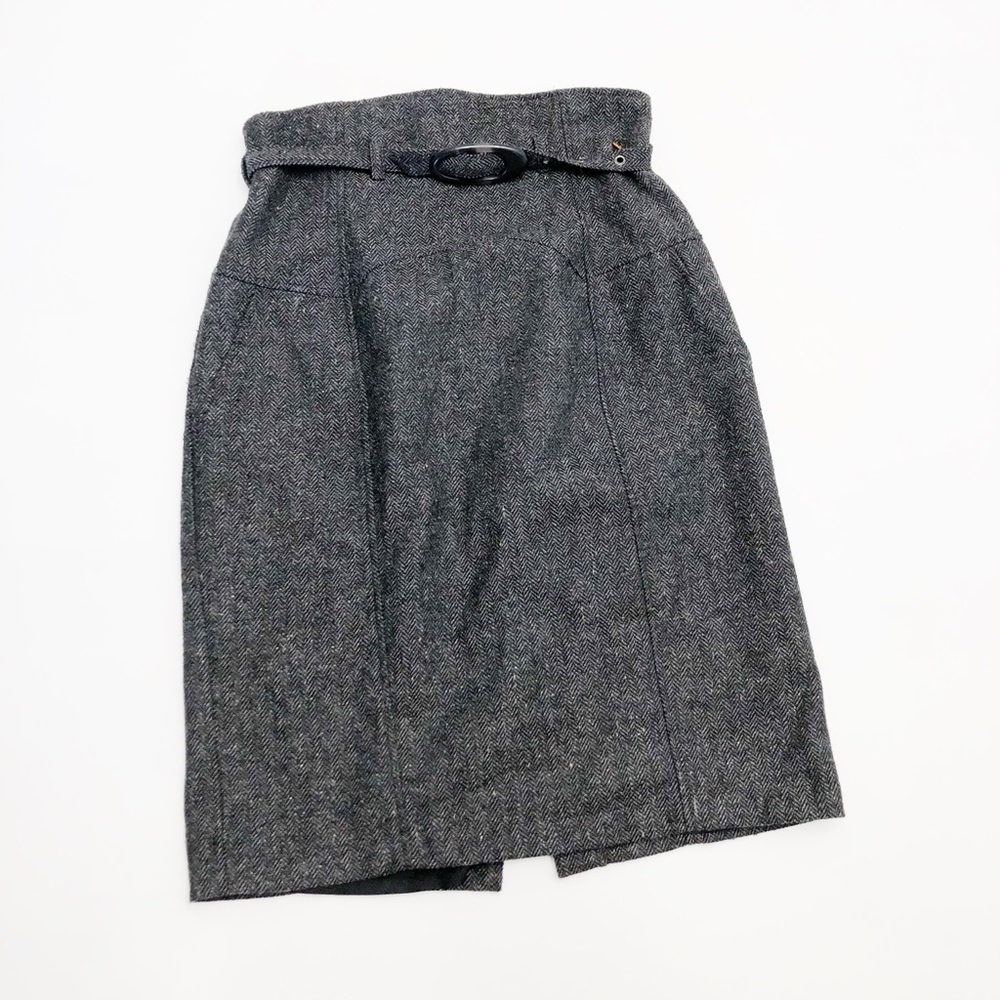 Glam Vintage Soul Grey Tweed Skirt Size 8